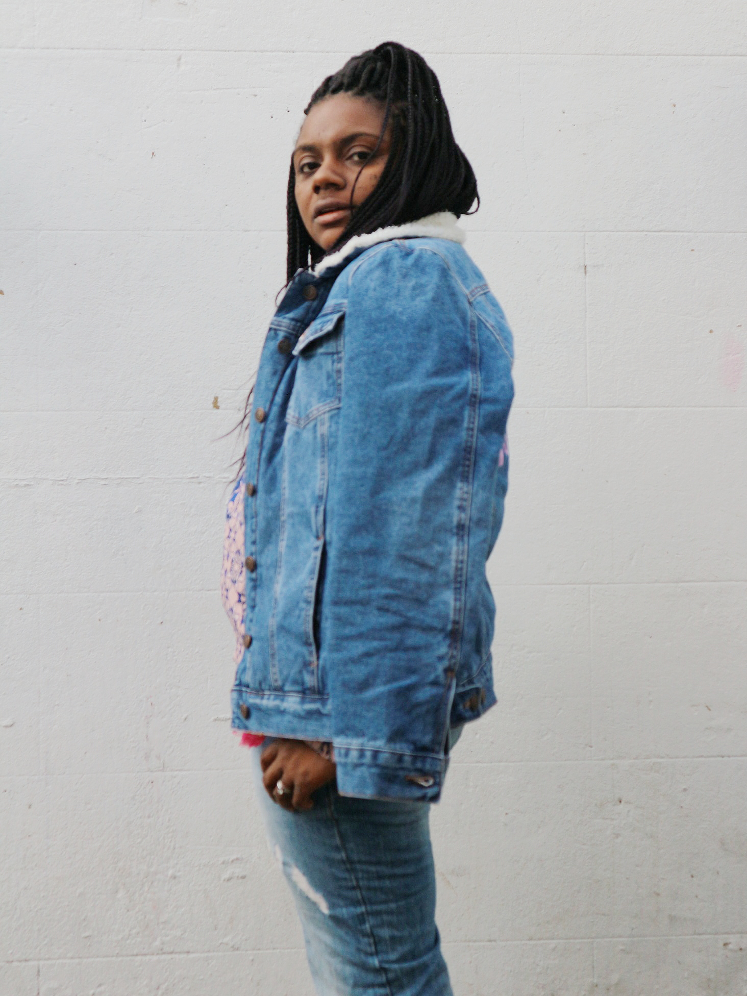 Denim jacket winter outfit 2025