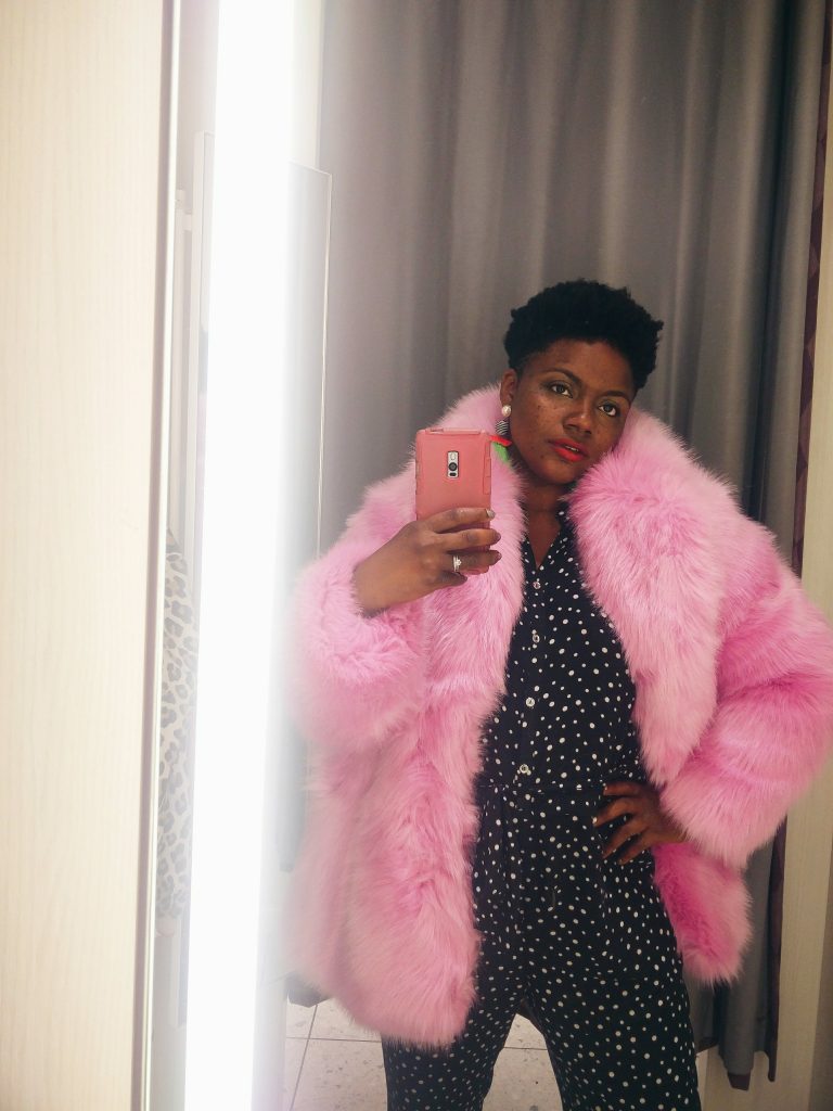 It's So Fluffy Faux Fur Crop Jacket (Pink)